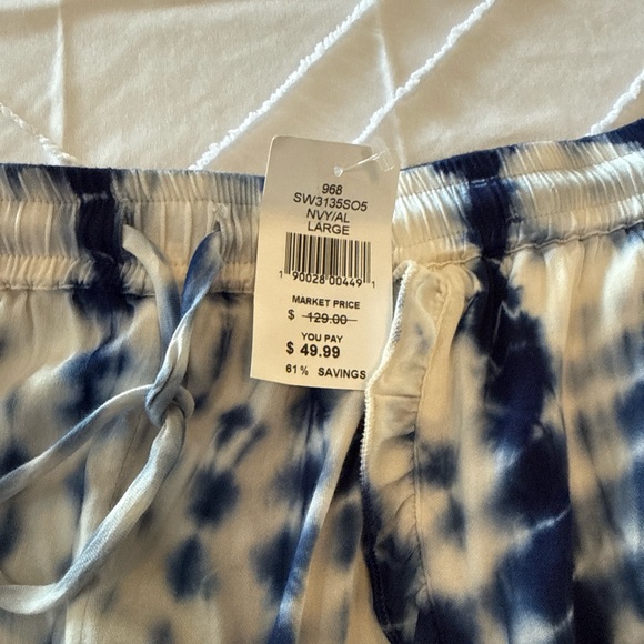 Young Fabulous & Broke High Waist Tie-Dye Shorts - Navy and White - Picture 3 of 12